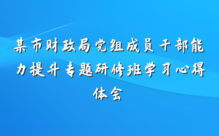 某市财政局党组成员干部能力提升专题研修班学习心得体会