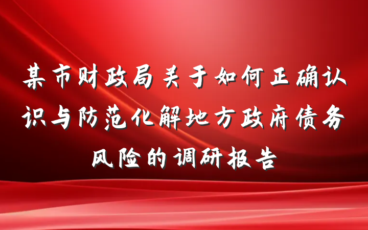某市财政局关于如何正确认识与防范化解地方政府债务风险的调研报告