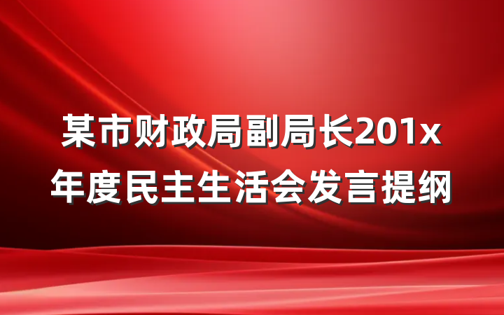 某市财政局副局长201x年度民主生活会发言提纲