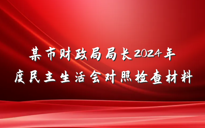 某市财政局局长2024年度民主生活会对照检查材料