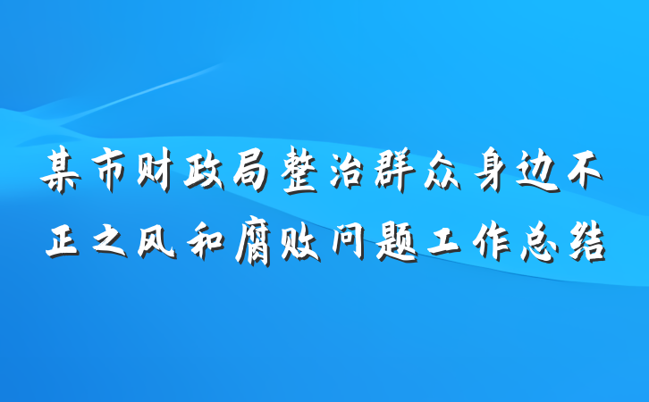 某市财政局整治群众身边不正之风和腐败问题工作总结