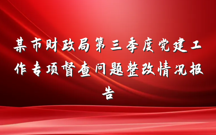 某市财政局第三季度党建工作专项督查问题整改情况报告