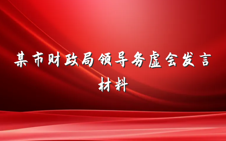 某市财政局领导务虚会发言材料