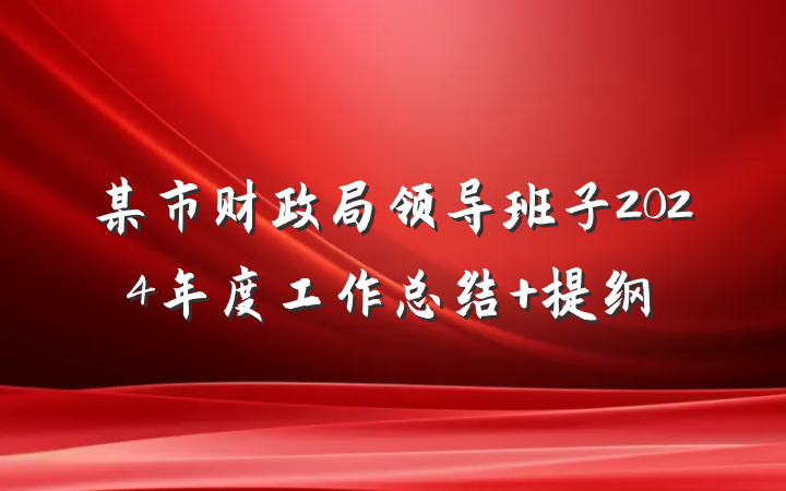 某市财政局领导班子2024年度工作总结 提纲