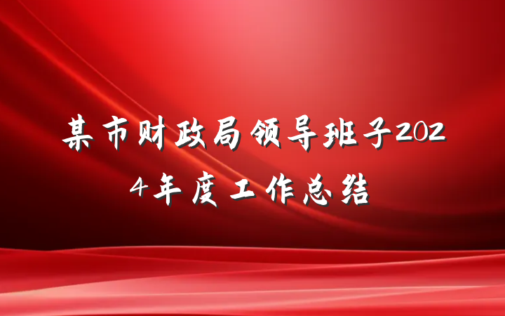 某市财政局领导班子2024年度工作总结