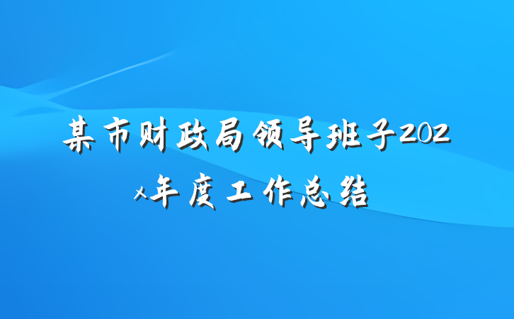 某市财政局领导班子202x年度工作总结