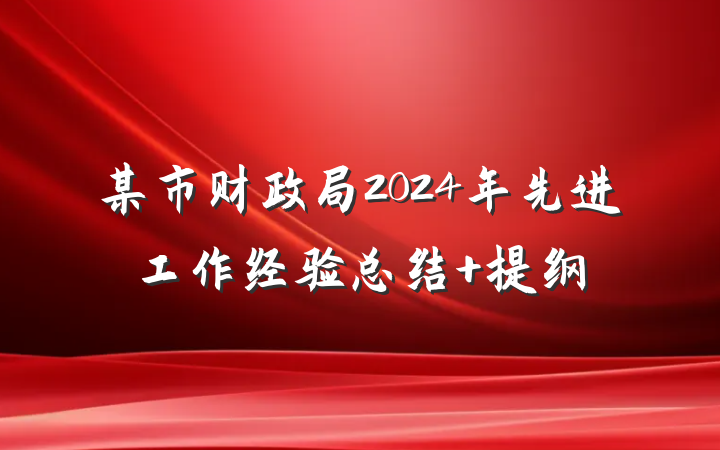 某市财政局2024年先进工作经验总结 提纲