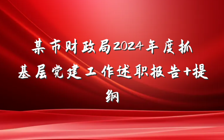 某市财政局2024年度抓基层党建工作述职报告 提纲