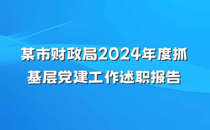 某市财政局2024年度抓基层党建工作述职报告