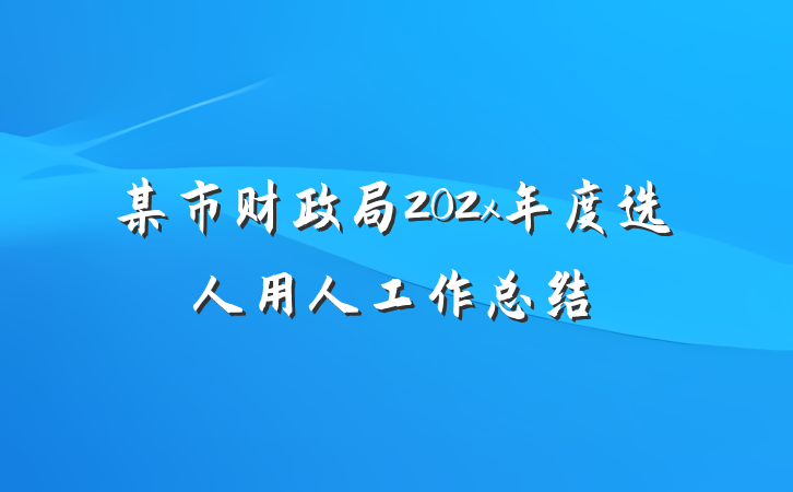 某市财政局202x年度选人用人工作总结