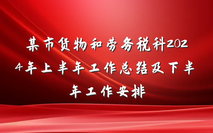 某市货物和劳务税科2024年上半年工作总结及下半年工作安排