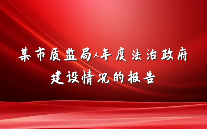 某市质监局x年度法治政府建设情况的报告