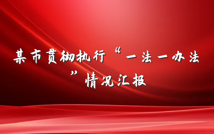 某市贯彻执行“一法一办法”情况汇报
