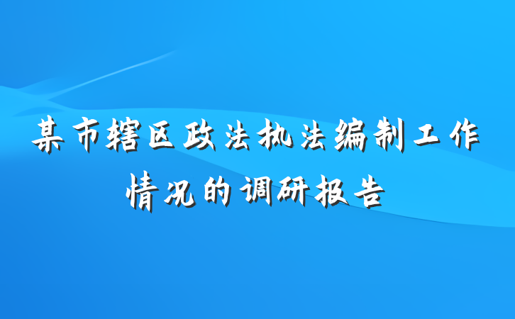 某市辖区政法执法编制工作情况的调研报告