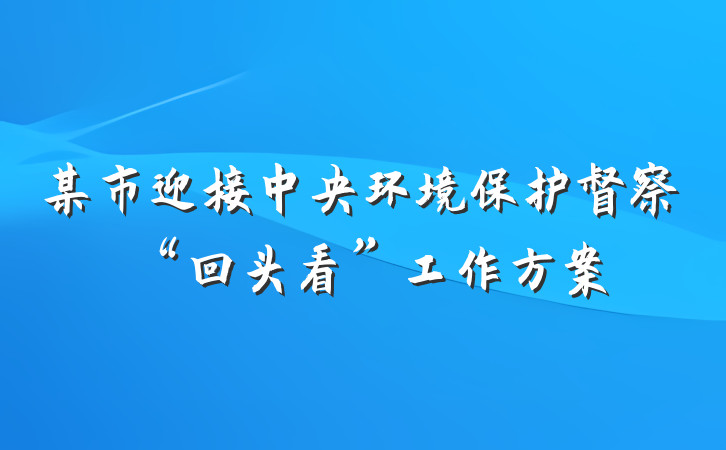 某市迎接中央环境保护督察“回头看”工作方案