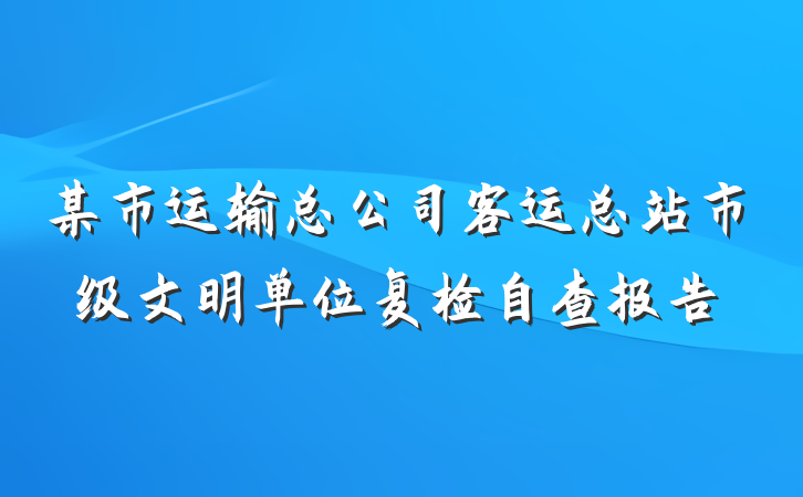 某市运输总公司客运总站市级文明单位复检自查报告