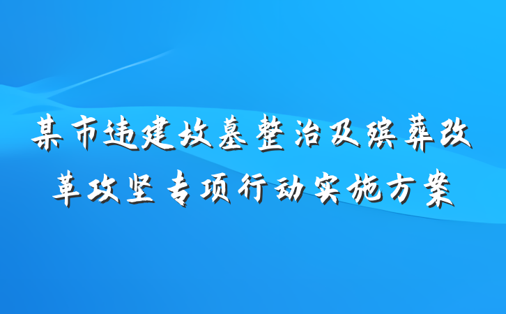 某市违建坟墓整治及殡葬改革攻坚专项行动实施方案