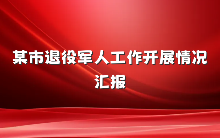 某市退役军人工作开展情况汇报