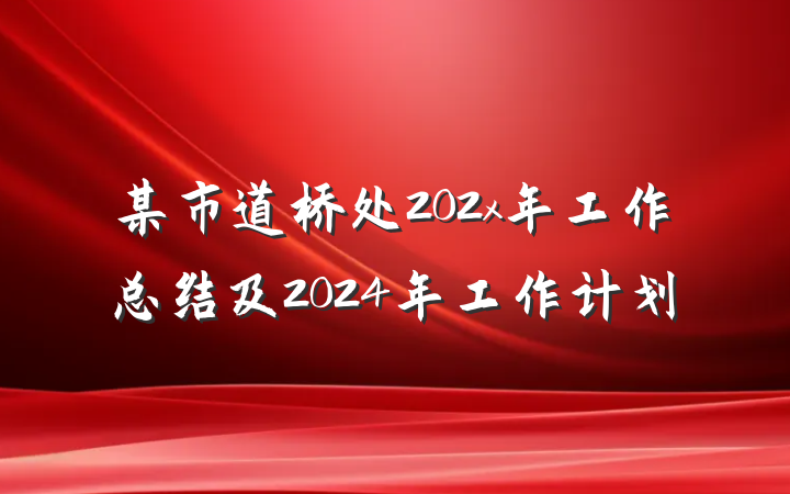 某市道桥处202x年工作总结及2024年工作计划