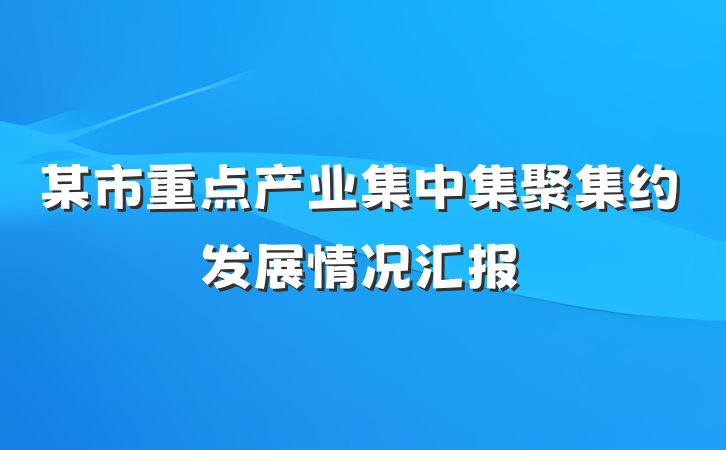 某市重点产业集中集聚集约发展情况汇报