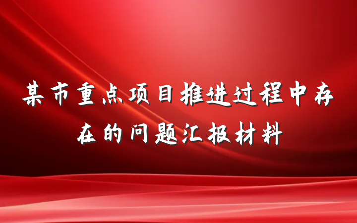 某市重点项目推进过程中存在的问题汇报材料