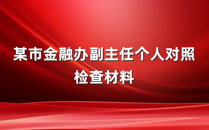某市金融办副主任个人对照检查材料