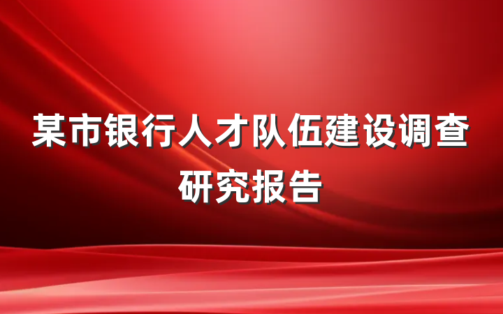 某市银行人才队伍建设调查研究报告