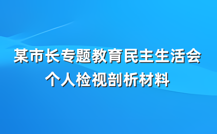 某市长专题教育民主生活会个人检视剖析材料