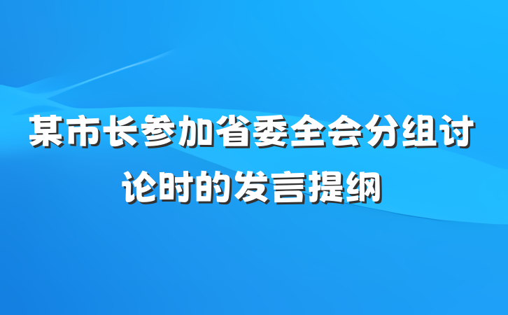 某市长参加省委全会分组讨论时的发言提纲