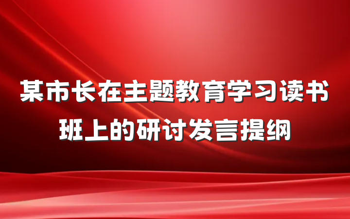 某市长在主题教育学习读书班上的研讨发言提纲