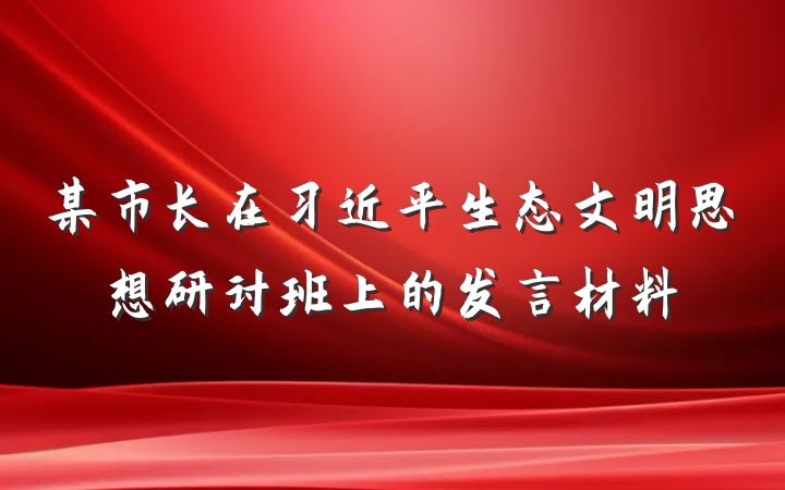 某市长在习近平生态文明思想研讨班上的发言材料