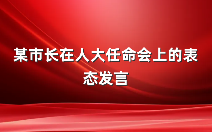 某市长在人大任命会上的表态发言