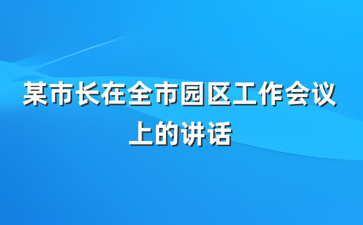 某市长在全市园区工作会议上的讲话