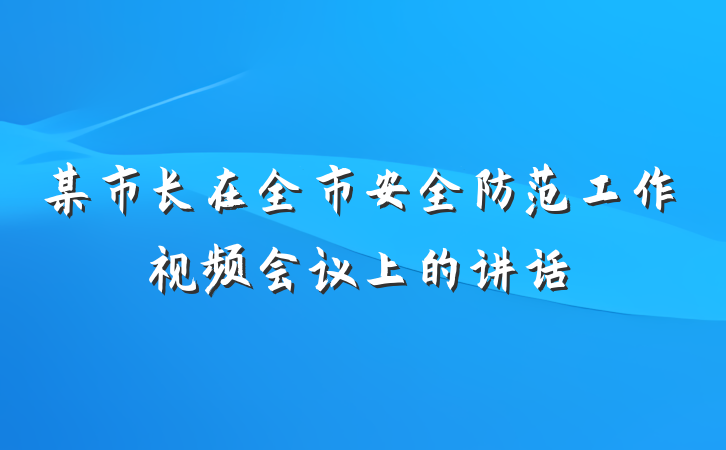 某市长在全市安全防范工作视频会议上的讲话