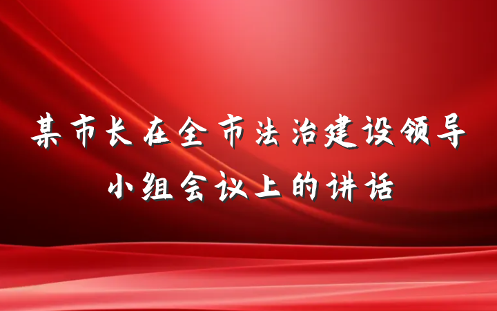 某市长在全市法治建设领导小组会议上的讲话