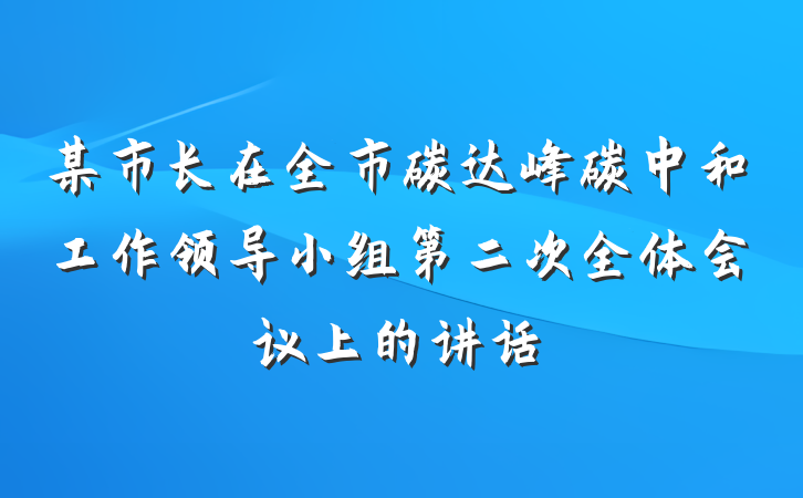某市长在全市碳达峰碳中和工作领导小组第二次全体会议上的讲话