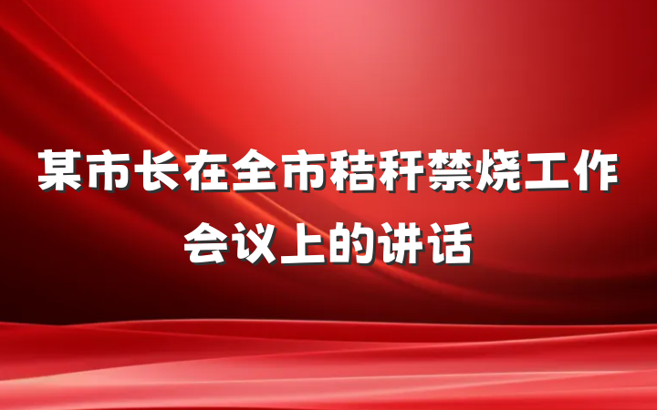 某市长在全市秸秆禁烧工作会议上的讲话