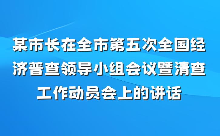 某市长在全市第五次全国经济普查领导小组会议暨清查工作动员会上的讲话