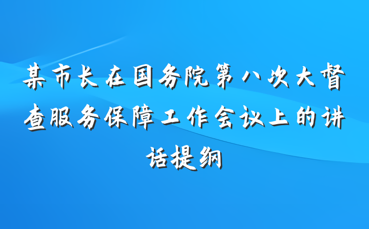 某市长在国务院第八次大督查服务保障工作会议上的讲话提纲