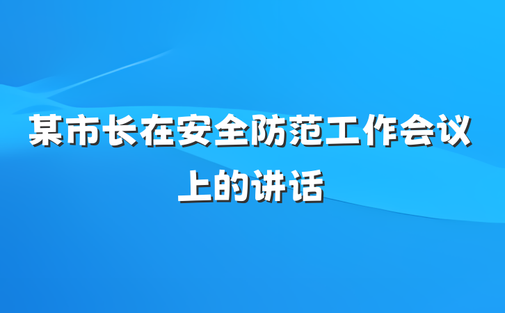 某市长在安全防范工作会议上的讲话
