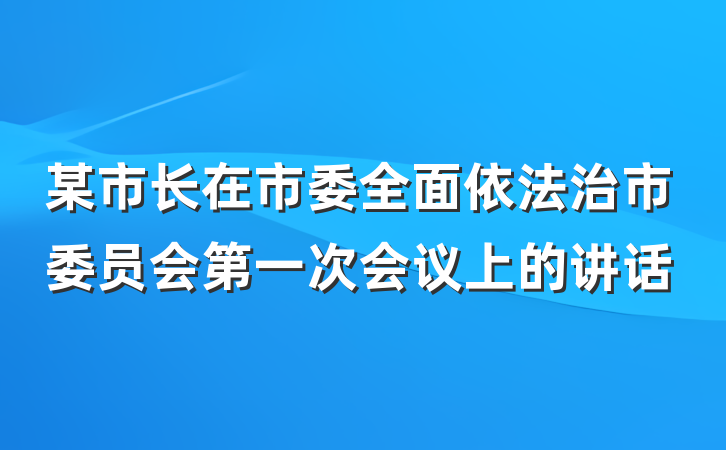 某市长在市委全面依法治市委员会第一次会议上的讲话