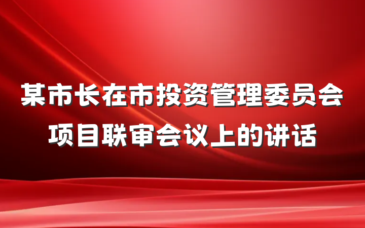 某市长在市投资管理委员会项目联审会议上的讲话