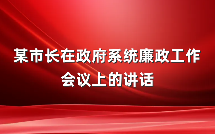 某市长在政府系统廉政工作会议上的讲话