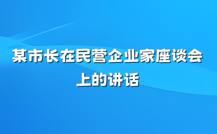 某市长在民营企业家座谈会上的讲话