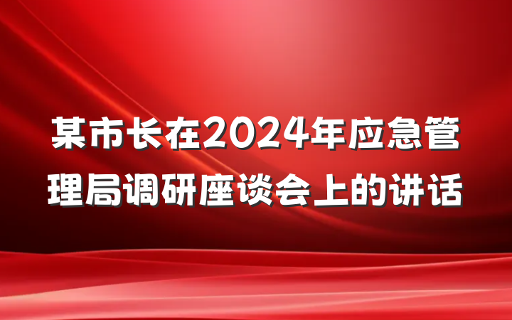 某市长在2024年应急管理局调研座谈会上的讲话