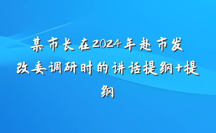 某市长在2024年赴市发改委调研时的讲话提纲 提纲