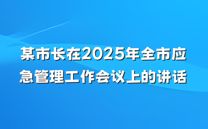 某市长在2025年全市应急管理工作会议上的讲话