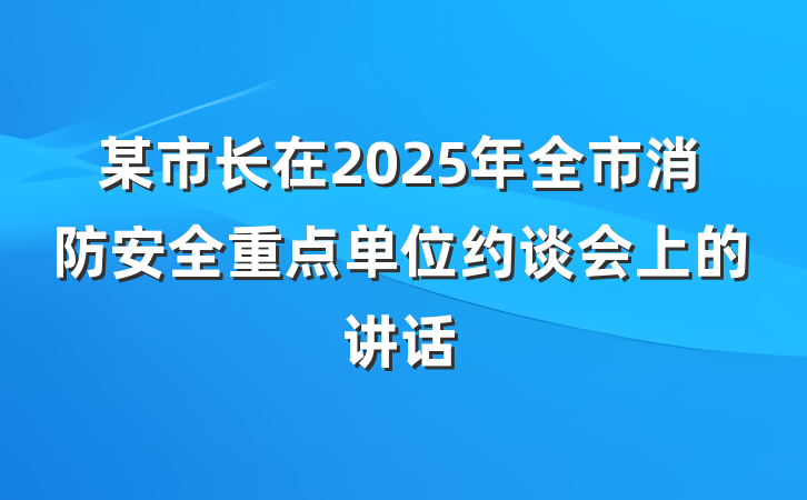 某市长在2025年全市消防安全重点单位约谈会上的讲话