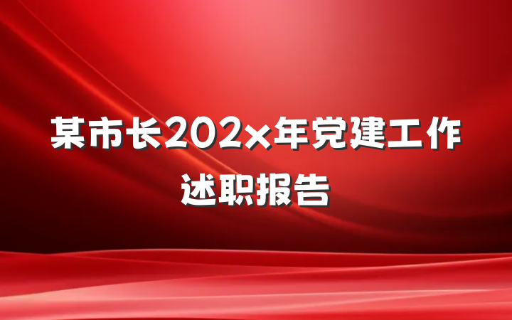 某市长202x年党建工作述职报告