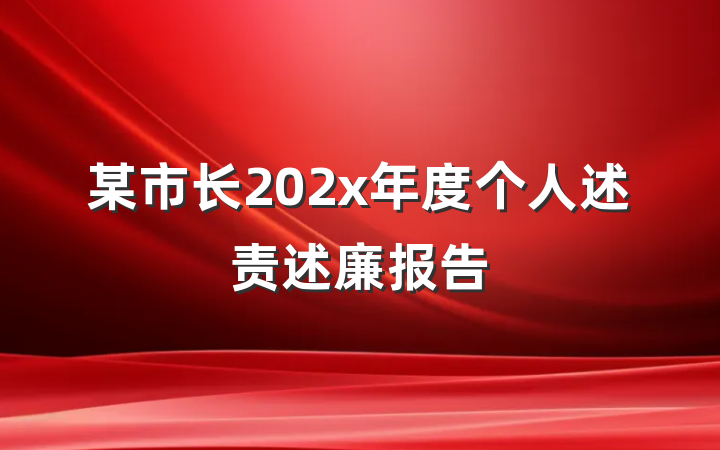 某市长202x年度个人述责述廉报告